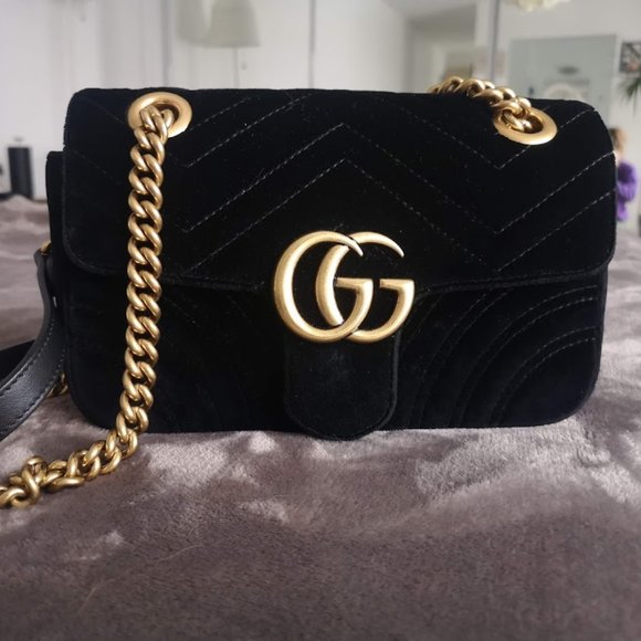 GUCCI Black Velvet Mini Marmont 2.0 Bag - Picture 14 of 15